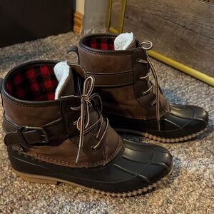 Women’s Brown and Black Duck Boots